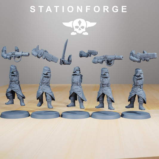 Grim Guard Evaporators, Imperial Army proxy miniature, infantry, 28mm heroic scale unpainted resin, view 2