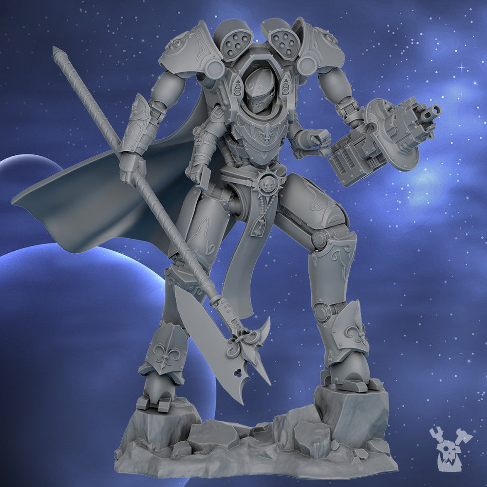 Battle Sisters Commander Scythe In Exosuit, proxy miniature, character, 28mm heroic scale, view 5