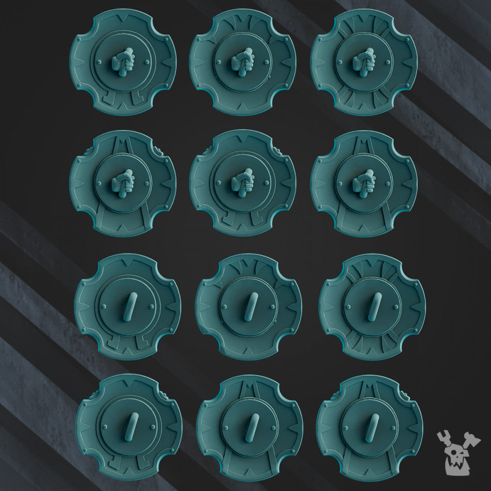 Space Knights Shields And Shoulder Guards, resin conversion bits, shoulder pads, 28mm heroic scale, view 2