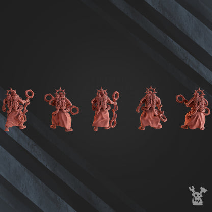 Machine Cult Shock Priests With Staff, Tech Priests proxy miniature, character, 28mm heroic scale unpainted resin, view 2