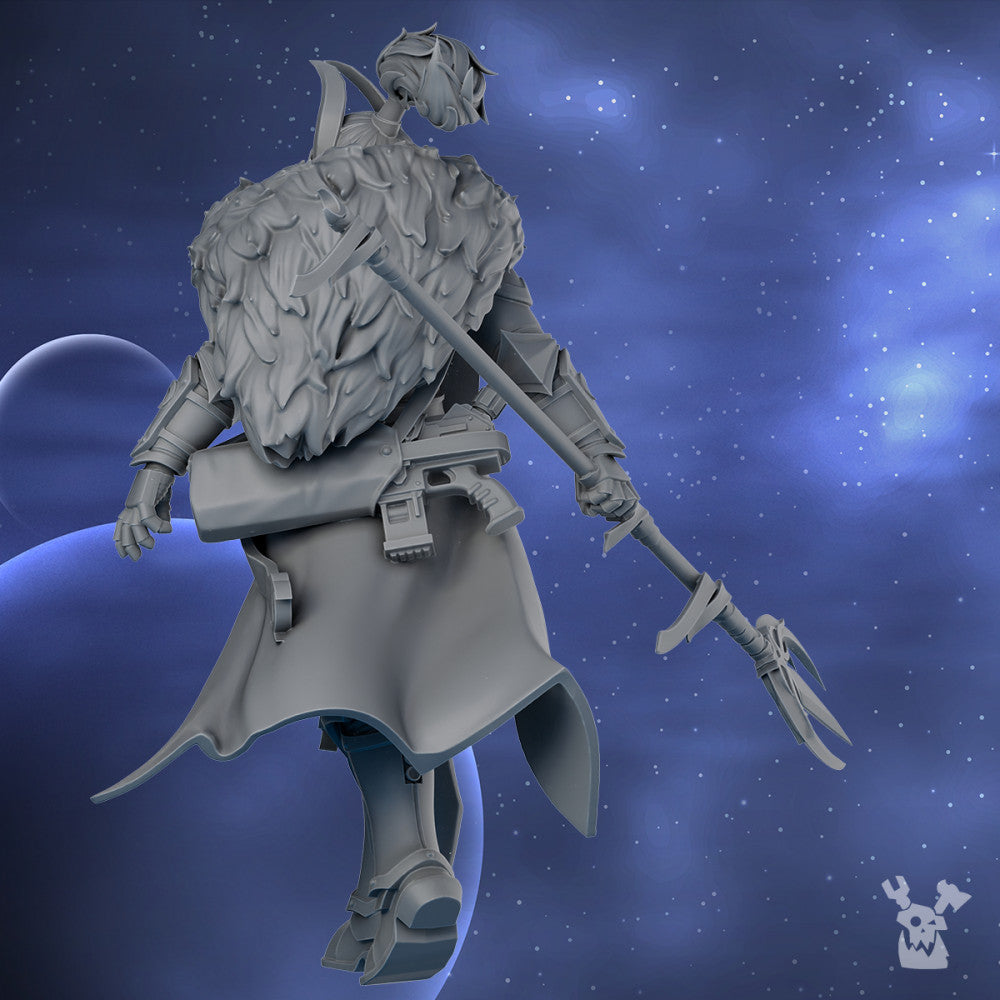Battle Sisters High Moon, proxy miniature, 28mm heroic scale unpainted resin, view 3