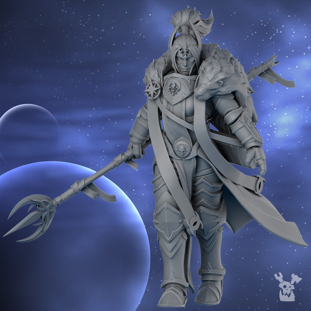 Battle Sisters High Moon, proxy miniature, 28mm heroic scale unpainted resin, view 4