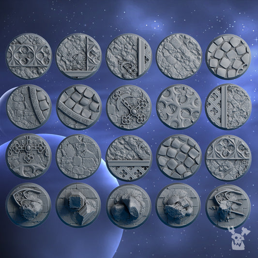 Battle Sisters Bases 32Mm, resin miniature bases, 28mm heroic scale unpainted resin, view 2