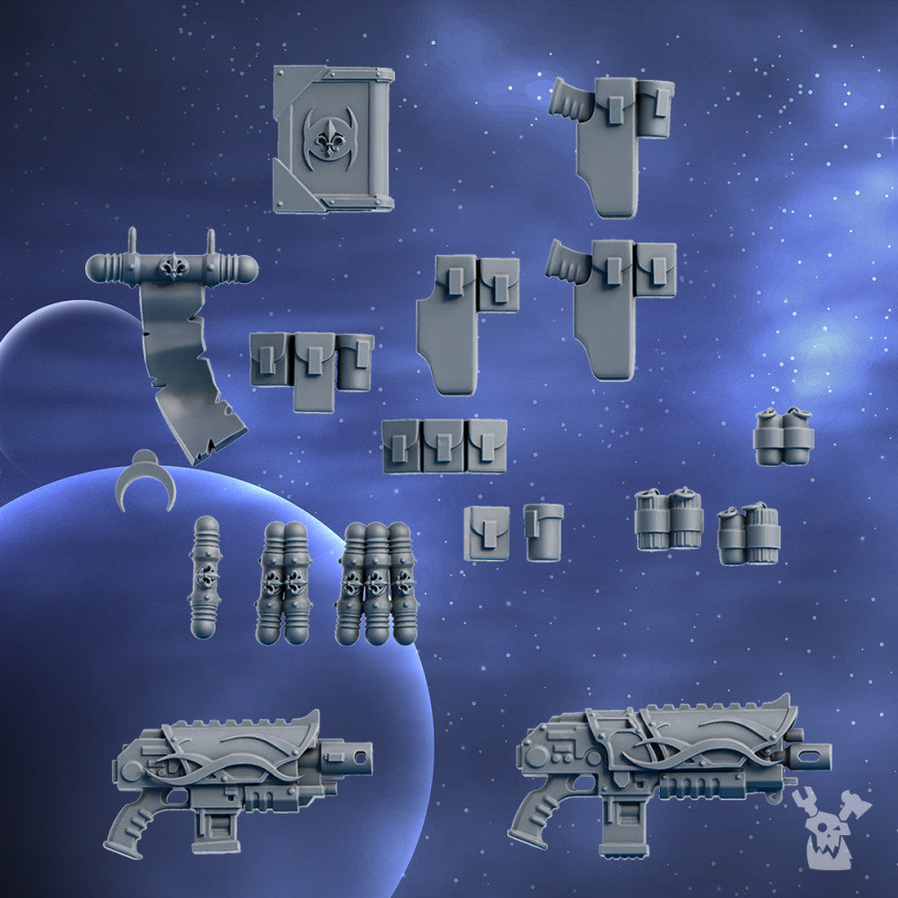 Battle Sisters Tactical Trinkets, resin conversion bits, bits, 28mm heroic scale unpainted, view 2
