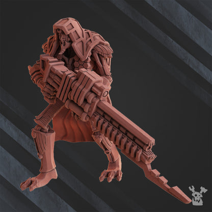 Necro Sniper Squad, proxy miniature, 28mm heroic scale unpainted resin, view 2