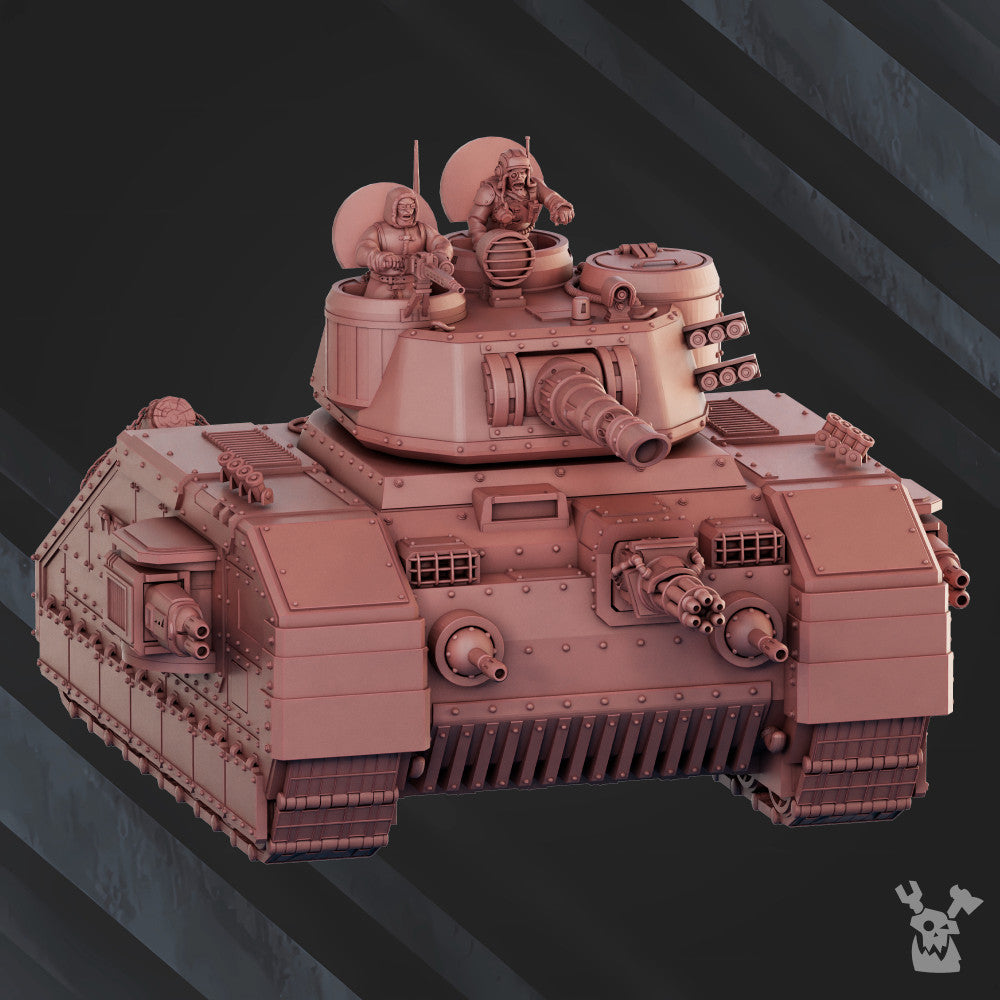Frostborn Division Snowstorm Battle Tank S77, Imperial Army proxy miniature, 28mm heroic scale unpainted resin