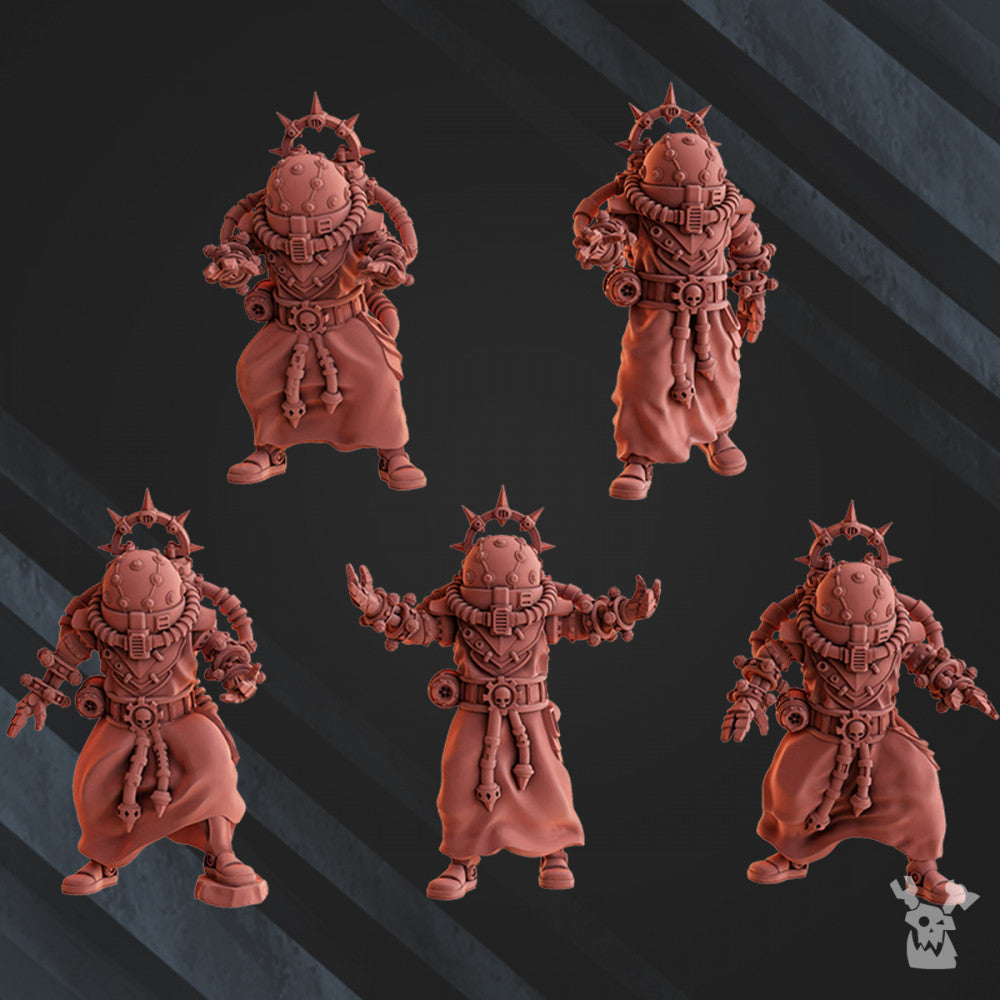 Machine Cult Shock Priests, Tech Priests proxy miniature, character, 28mm heroic scale unpainted resin