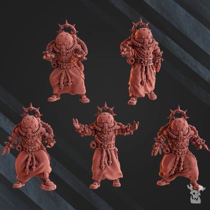 Machine Cult Shock Priests, Tech Priests proxy miniature, character, 28mm heroic scale unpainted resin