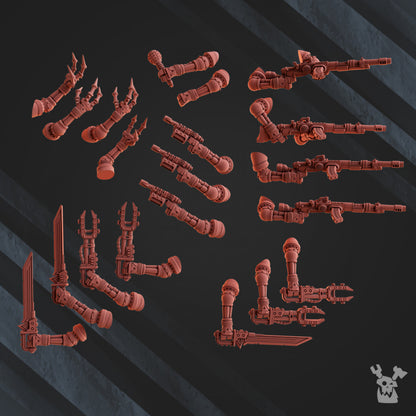Machine Cult Stalkers, Tech Priests proxy miniature, scout, 28mm heroic scale unpainted resin, view 9