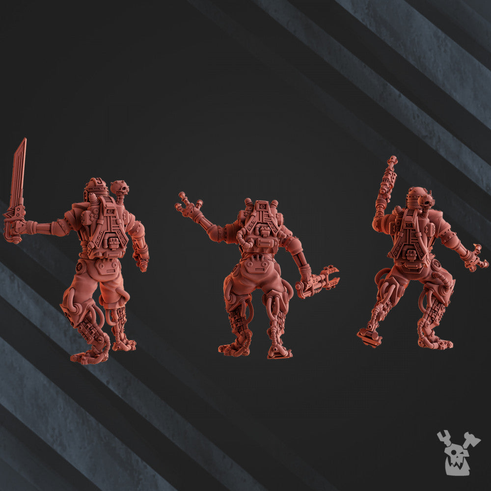Machine Cult Stalkers, Tech Priests proxy miniature, scout, 28mm heroic scale unpainted resin, view 5