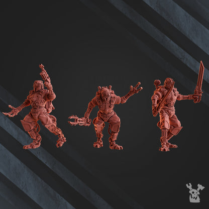 Machine Cult Stalkers, Tech Priests proxy miniature, scout, 28mm heroic scale unpainted resin, view 4