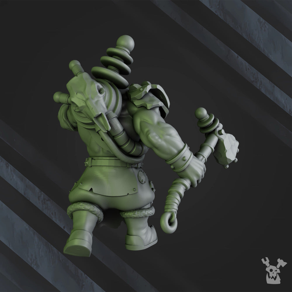 Orks Tech Boy, proxy miniature, 28mm heroic scale unpainted resin, view 3