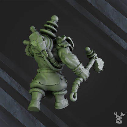 Orks Tech Boy, proxy miniature, 28mm heroic scale unpainted resin, view 3