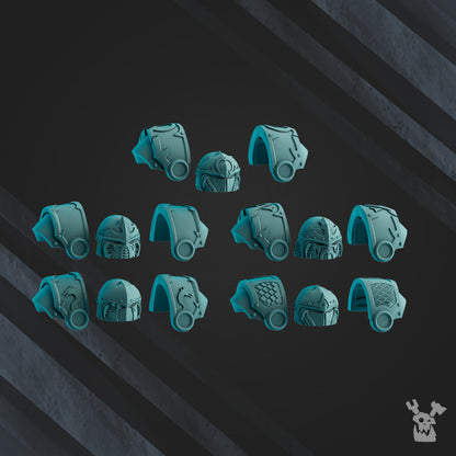 Space Knights Destroyers Squad, proxy miniature, 28mm heroic scale unpainted resin, view 3