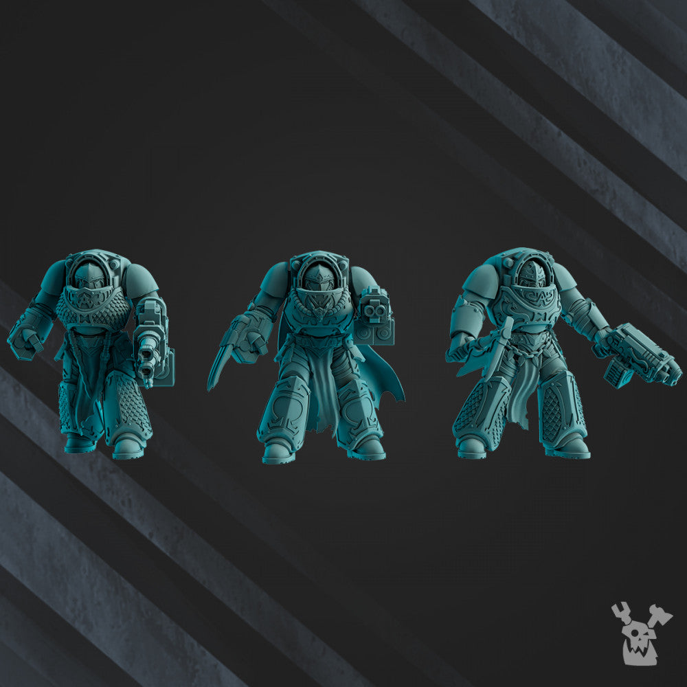 Space Knights Destroyers Squad, proxy miniature, 28mm heroic scale unpainted resin