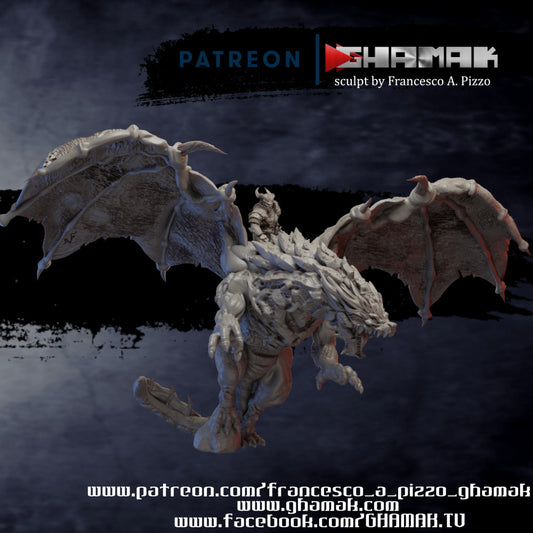 Hellspawn Dragon Tiefling, proxy miniature, monster, 28mm heroic scale unpainted resin