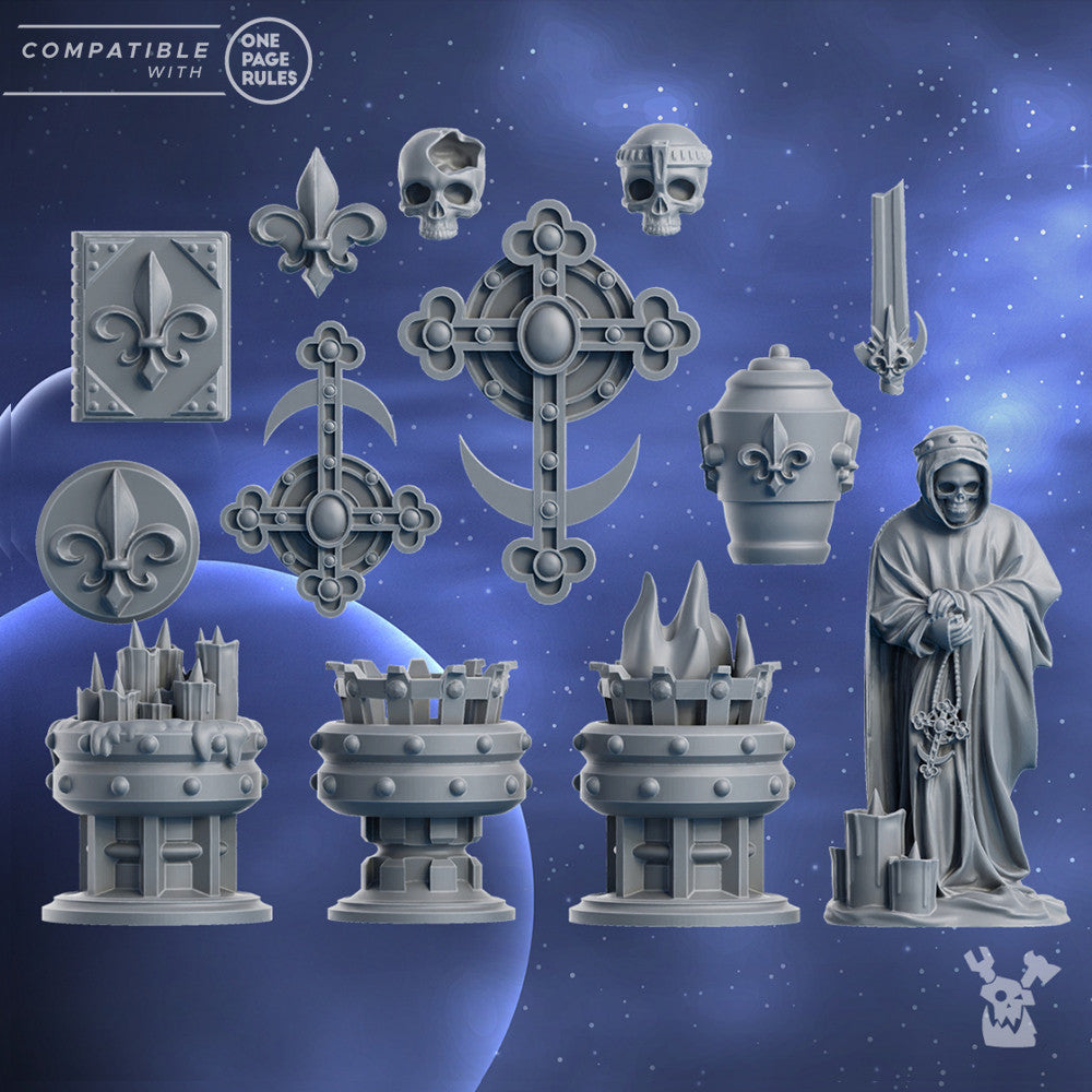 Battle Sisters Base Bits Set, resin conversion bits, 28mm heroic scale unpainted resin