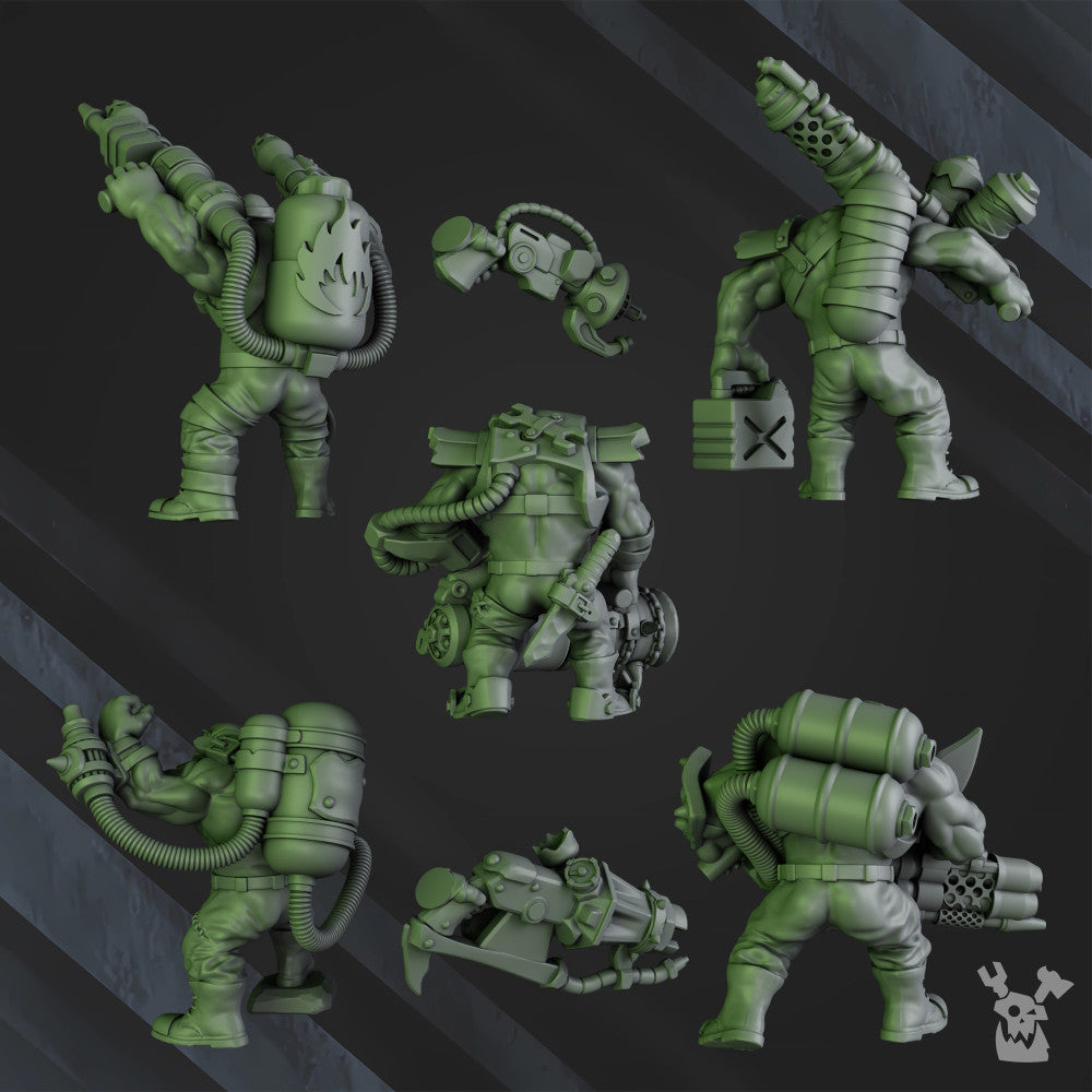 Orks Umiez Burnerz, proxy miniature, 28mm heroic scale unpainted resin, view 2