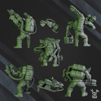 Orks Umiez Burnerz, proxy miniature, 28mm heroic scale unpainted resin, view 2