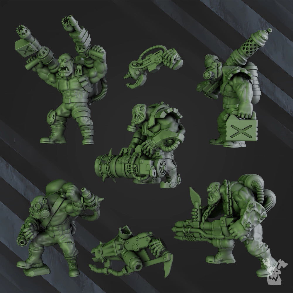 Orks Umiez Burnerz, proxy miniature, 28mm heroic scale unpainted resin, view 3