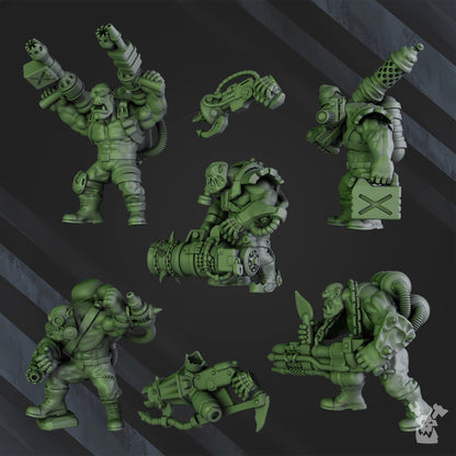 Orks Umiez Burnerz, proxy miniature, 28mm heroic scale unpainted resin, view 3