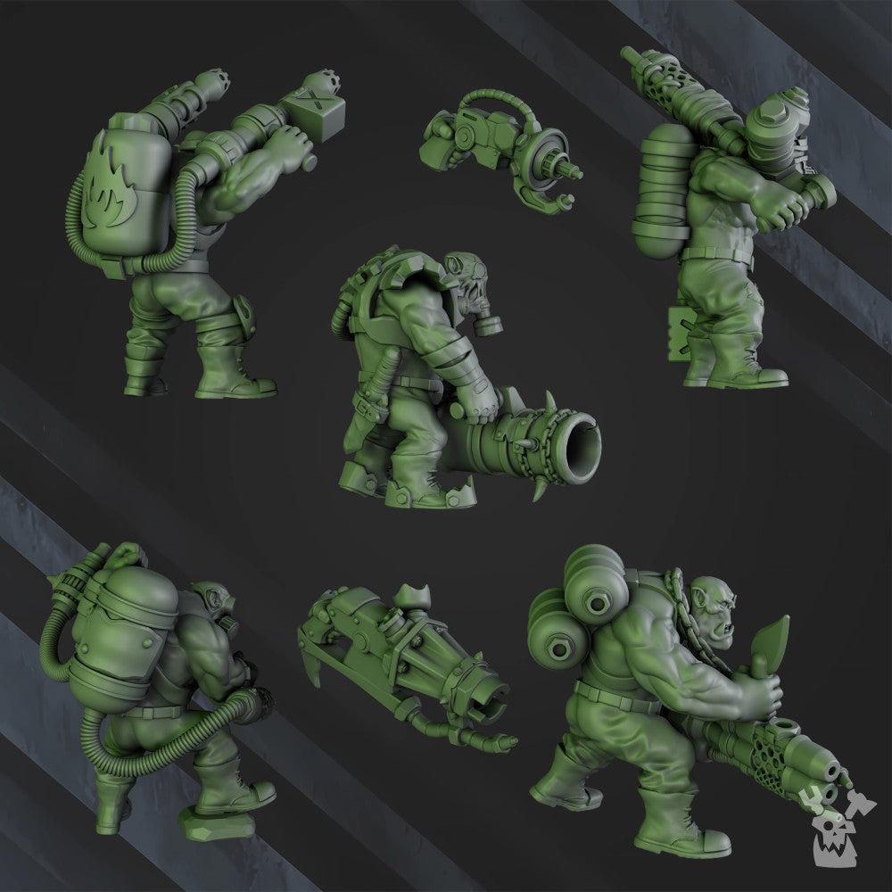 Orks Umiez Burnerz, proxy miniature, 28mm heroic scale unpainted resin, view 4