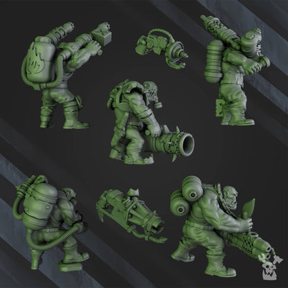 Orks Umiez Burnerz, proxy miniature, 28mm heroic scale unpainted resin, view 4