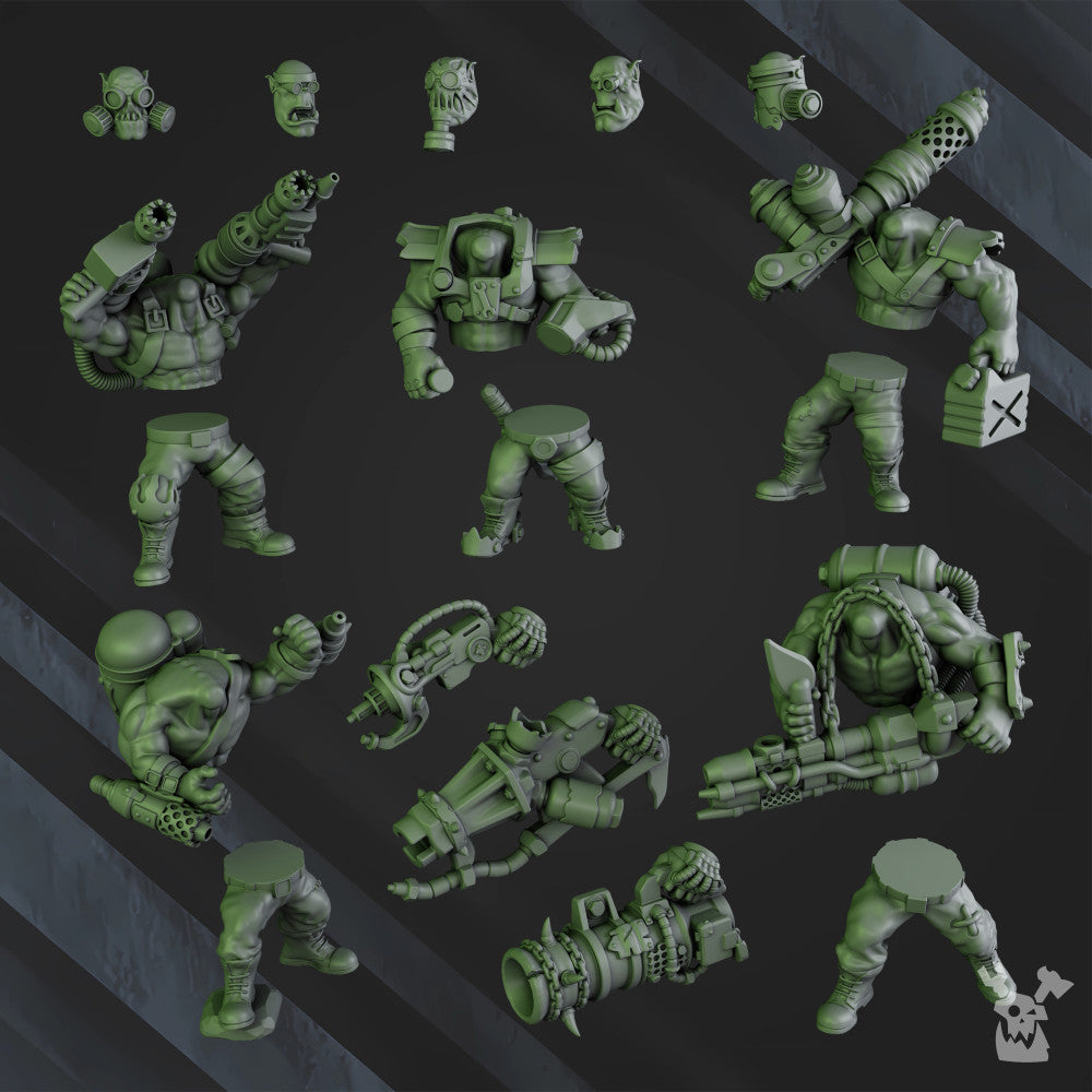 Orks Umiez Burnerz, proxy miniature, 28mm heroic scale unpainted resin, view 5
