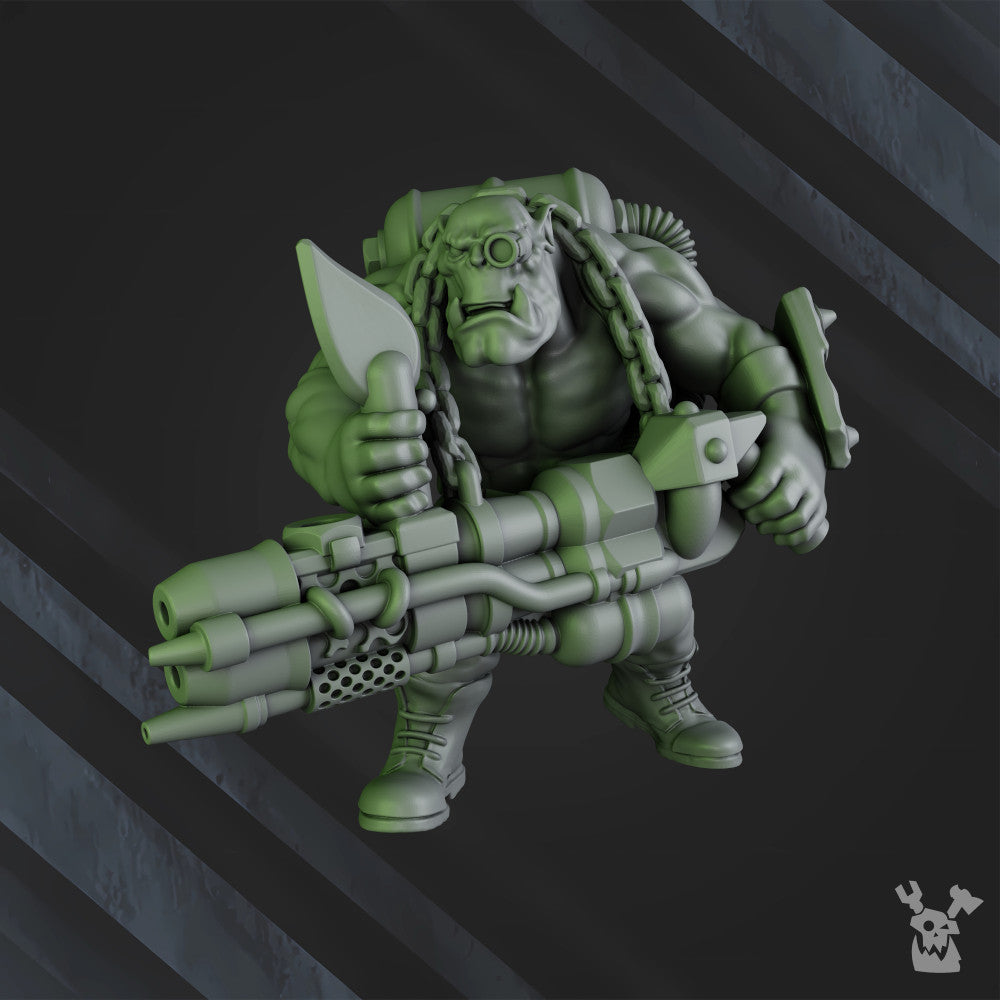 Orks Umiez Burnerz, proxy miniature, 28mm heroic scale unpainted resin, view 6