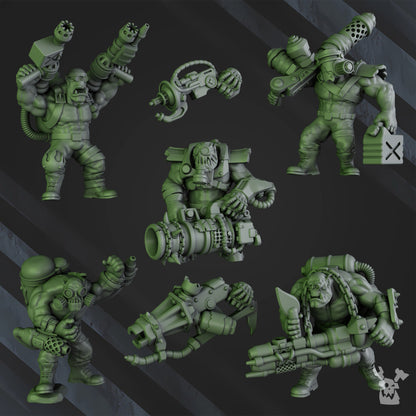 Orks Umiez Burnerz, proxy miniature, 28mm heroic scale unpainted resin