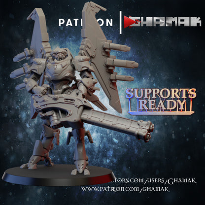 Valkyrie Battle Suit, Tuai proxy miniature, 28mm heroic scale unpainted resin