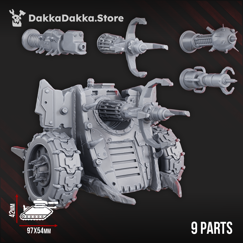 Orks Big Wheelz Gat, proxy miniature, 28mm heroic scale unpainted resin