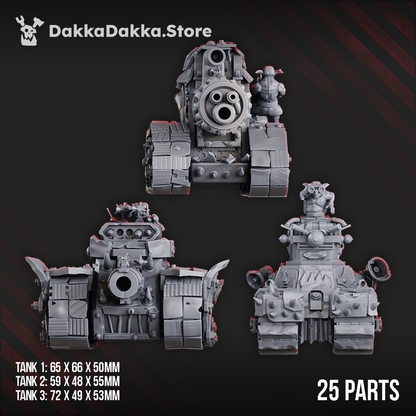 Orks Gobbo Wagons, proxy miniature, 28mm heroic scale unpainted resin