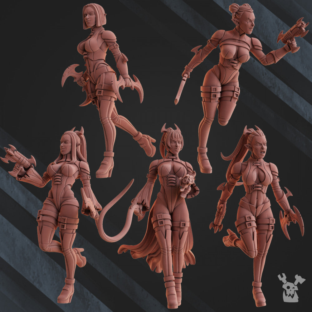 Dark Eldar Witches Of The Night Raiders, proxy miniature, 28mm heroic scale unpainted resin, view 2