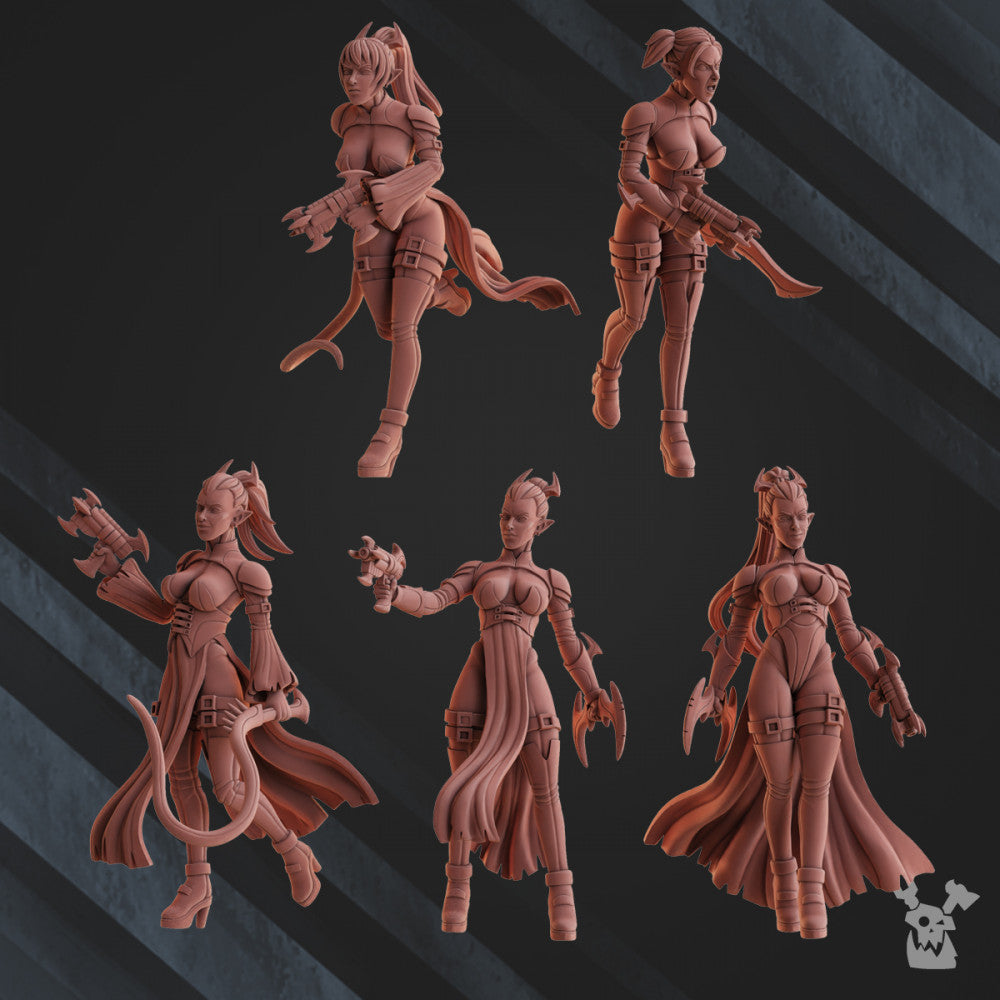Dark Eldar Witches Of The Night Raiders, proxy miniature, 28mm heroic scale unpainted resin, view 3