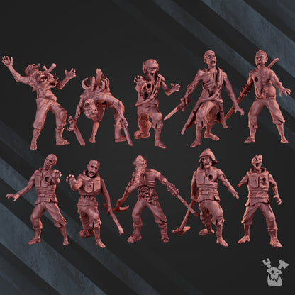 Plague Knights Zombies Squad, proxy miniature, 28mm heroic scale unpainted resin, view 2