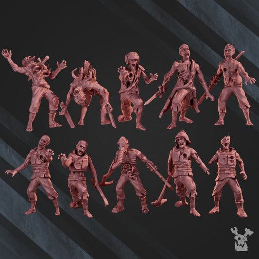 Plague Knights Zombies Squad, proxy miniature, 28mm heroic scale unpainted resin, view 2