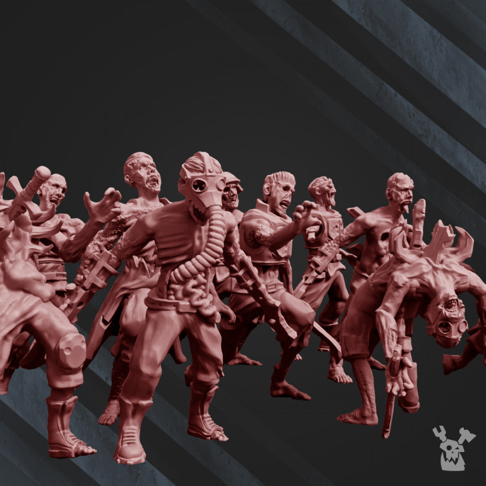 Plague Knights Zombies Squad, proxy miniature, 28mm heroic scale unpainted resin, view 3