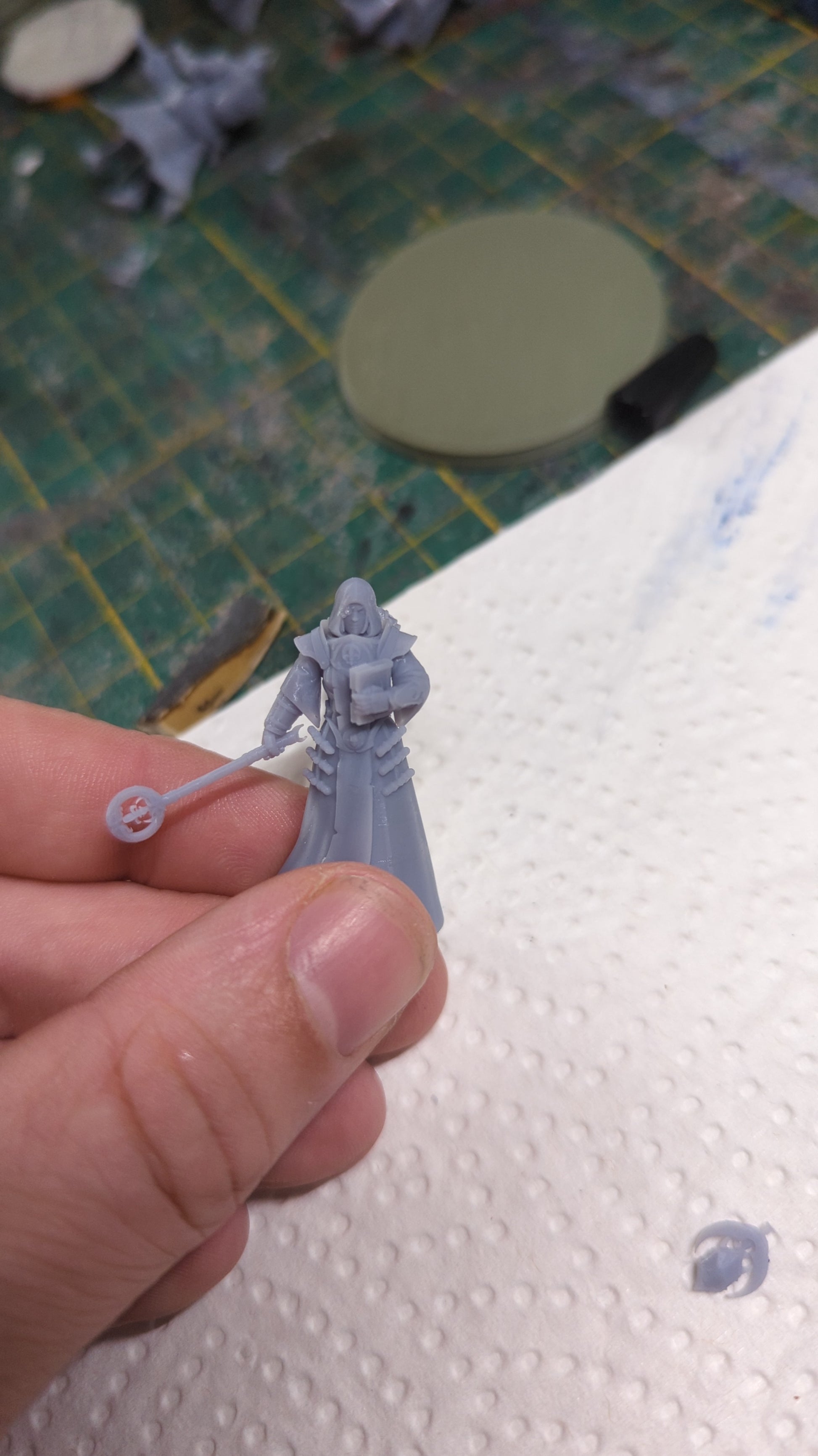 Battle Sisters Star Scrolls Keeper, proxy miniature, infantry, 28mm heroic scale unpainted, view 4