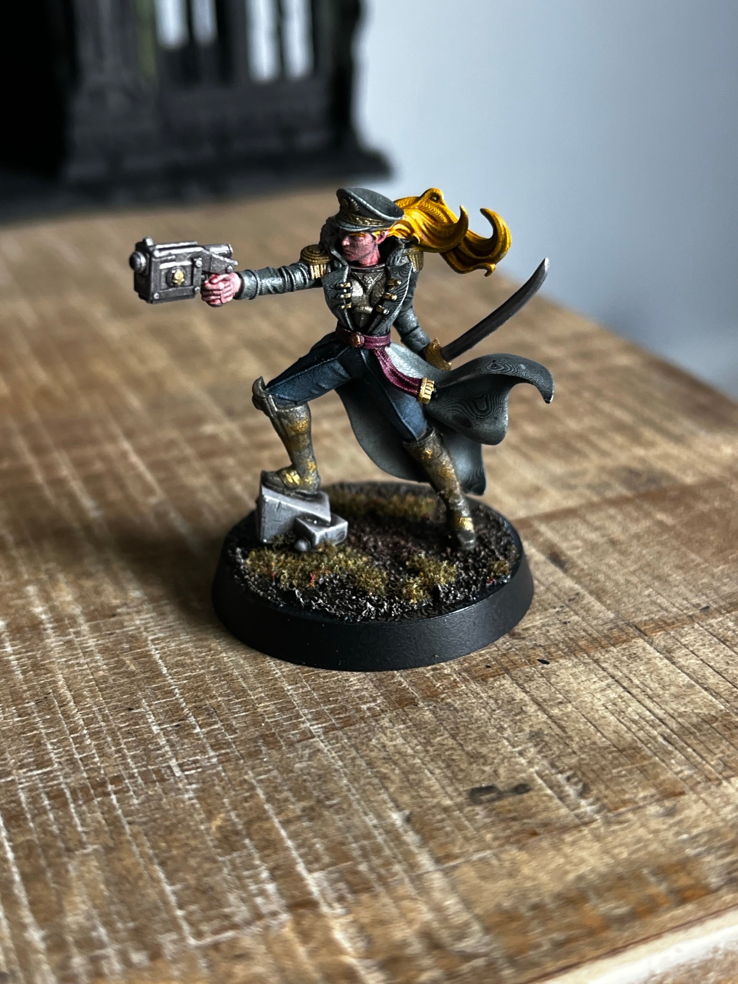 Firstborn Commissar Female, Imperial Army proxy miniature, 28mm heroic scale unpainted resin, view 2