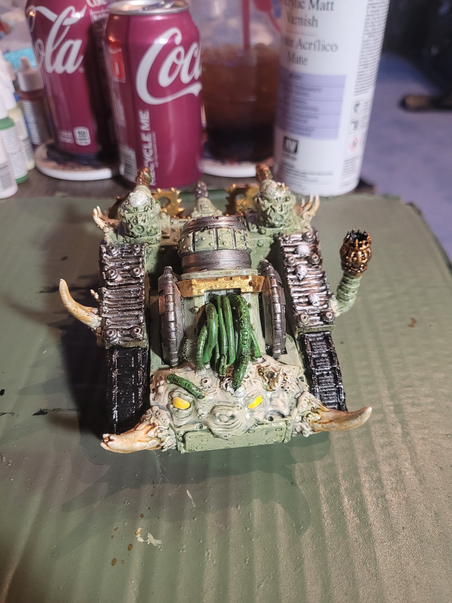 Plague Knights Creeper Tank, proxy miniature, 28mm heroic scale unpainted resin, view 3