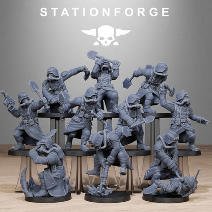 Grim Guard Shovel Fighter, Imperial Army proxy miniature, infantry, 28mm heroic scale unpainted resin