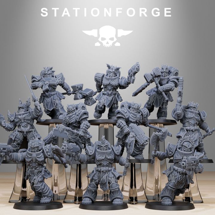 Space Knights Dragon Knights (10 Units), proxy miniature, squad, 28mm heroic scale unpainted resin