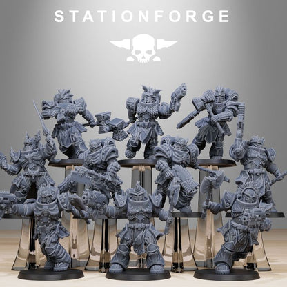 Space Knights Dragon Knights (10 Units), proxy miniature, squad, 28mm heroic scale unpainted resin