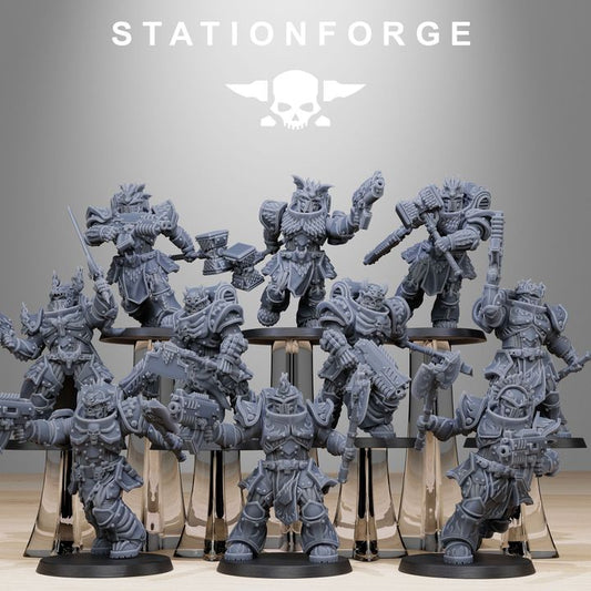 Space Knights Dragon Knights (10 Units), proxy miniature, squad, 28mm heroic scale unpainted resin