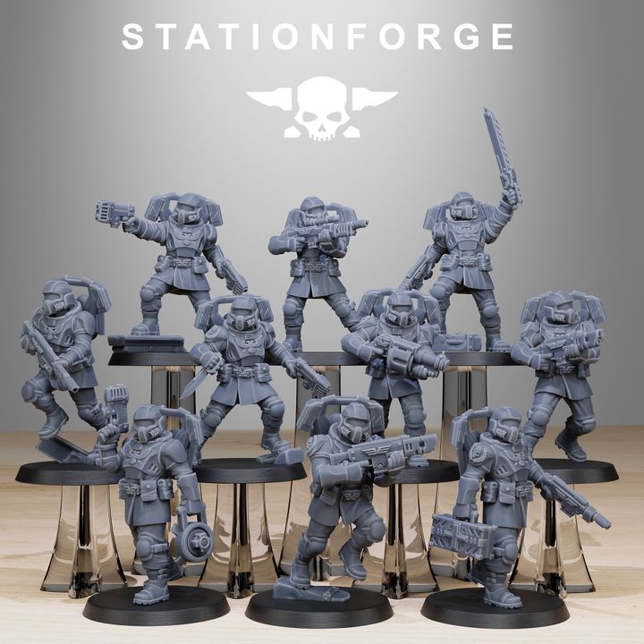 Imperial Army Vaskar Jump Squad (10 Units), 28mm heroic scale unpainted resin