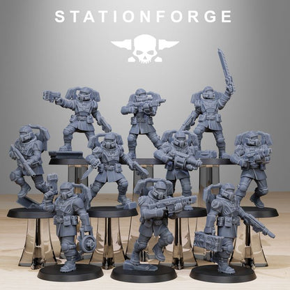 Imperial Army Vaskar Jump Squad (10 Units), 28mm heroic scale unpainted resin