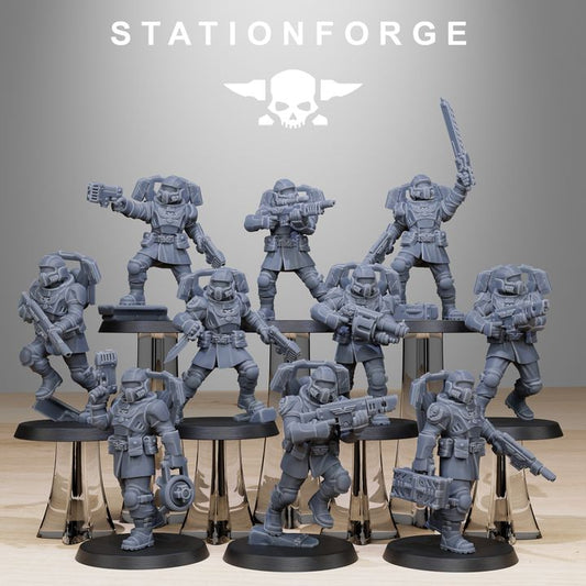 Imperial Army Vaskar Jump Squad (10 Units), 28mm heroic scale unpainted resin