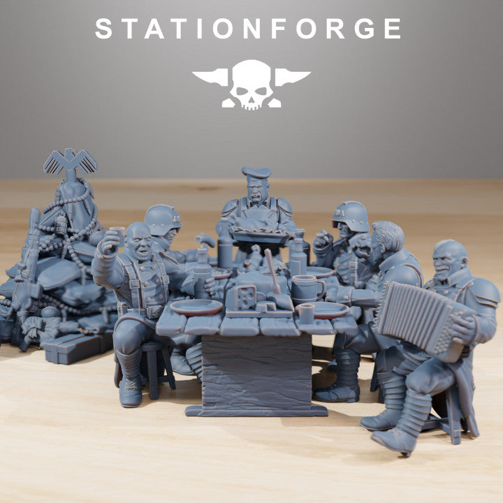 Grim Guard Holiday Feast, Imperial Army proxy miniature, infantry, 28mm heroic scale unpainted resin