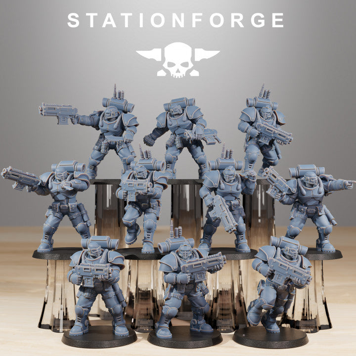 Space Knights Light Infantry (10 Units), proxy miniature, squad, 28mm heroic scale unpainted resin